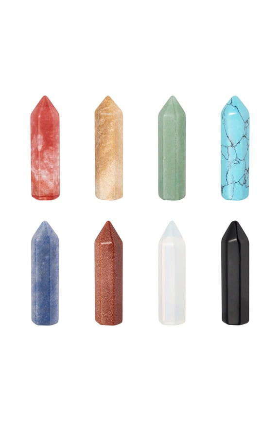 8Pcs 8 Style Natural Pointed Beads No Hole/Undrilled For Wire Wrapped Pendant Making 36.5~40x10~11mm 1pc/style