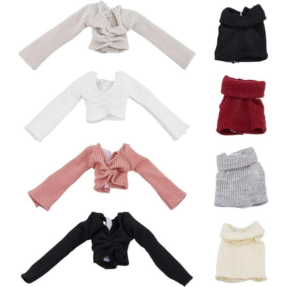 8Pcs 8 Styles Clothes for 11.8 Inch Polyester Clothes Mini Summer Dolls Cloth 4.8x15.5/5.3x3.7cm Dolls Cloth Tops for Christmas Birthday Gift Mixed Color