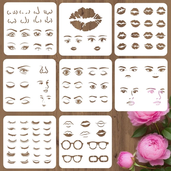 8Pcs 8 Styles Face Templates