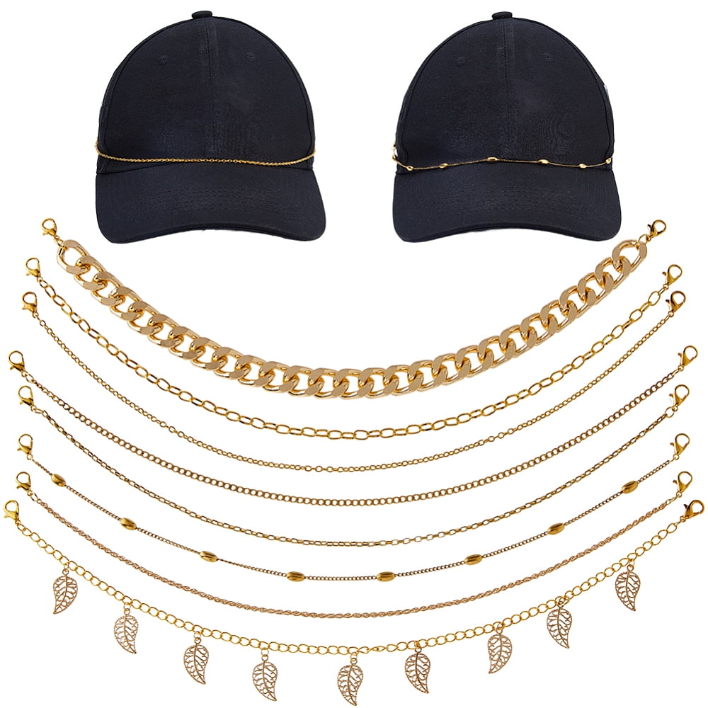 8Pcs 8 Styles Hat Chain Bulk Trucker Hat Charm Stainless Steel Golden ...