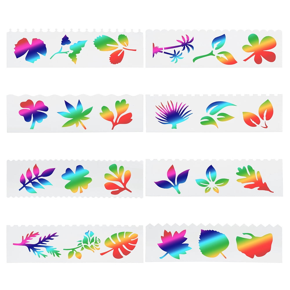 8Pcs 8 Styles PET Plastic Drawing Painting Stencils Templates Rectangle ...