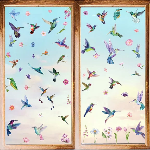 8Pcs 8 Styles Rectangle Plastic Window Stickers Waterproof 3D Laser Glass Window Decals for Window Decoration Bird 200x145mm 1pc/style for DIY