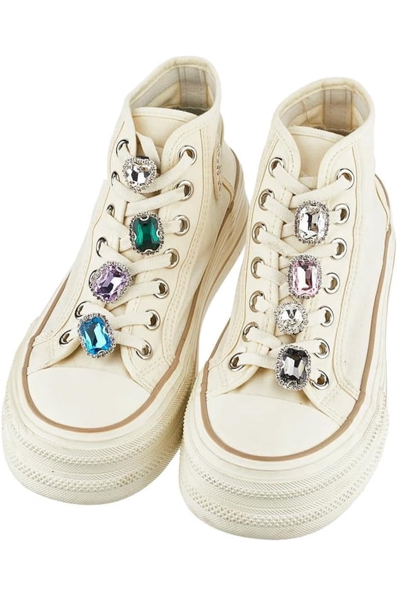 8Pcs 8 Styles Shoe Charms Bling Shoelace Charms Metal Iron Resin Glass Plastic Imitation Pearl Round Rectangle Heart Shoes Jewelry Clip Decoration