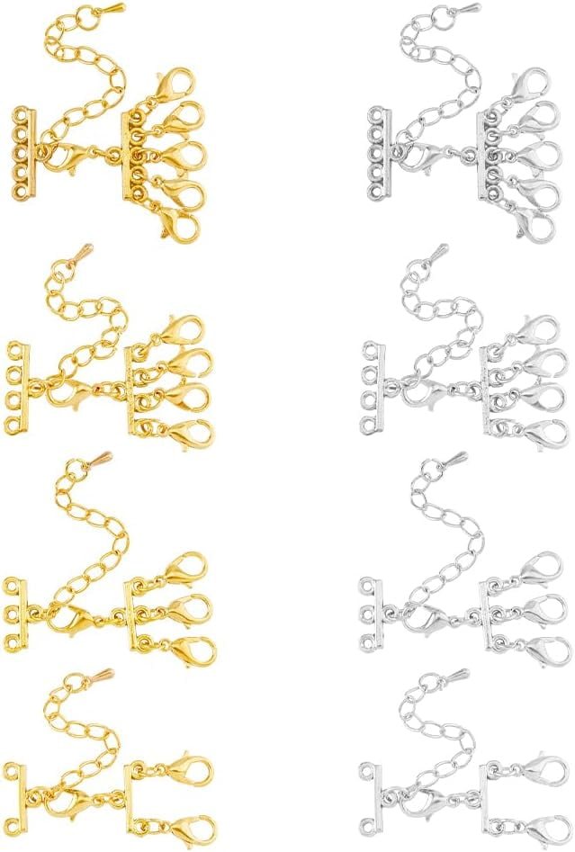 8Pcs 8 Styles Tibetan Style Alloy Lobster Claw Claps with Multi-Stand ...