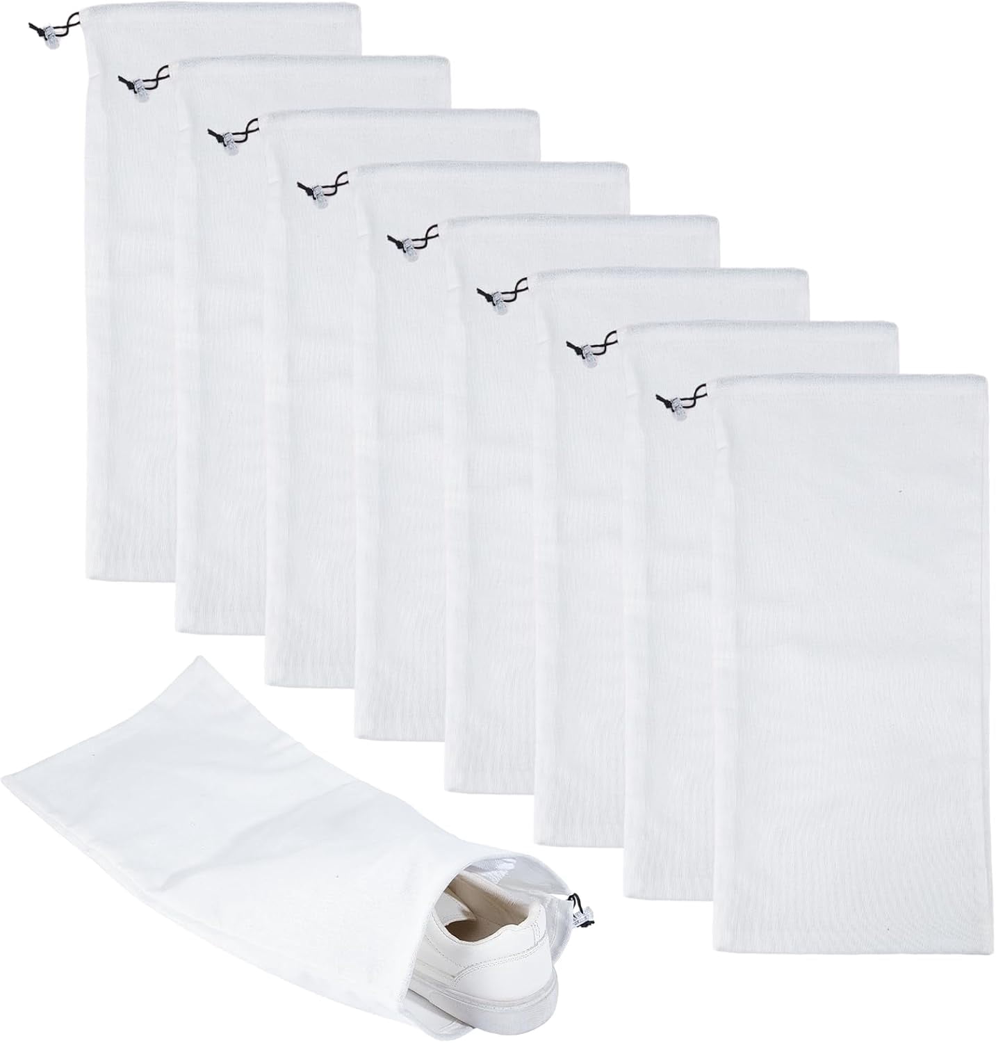 8Pcs 9.1 x 18.1 Inch Shoe Bags for Travel, Single Shoe Pouch with Drawstring Closure, Dustproof Breathable Organizer for Travel Home Luggage Handbags Accessories