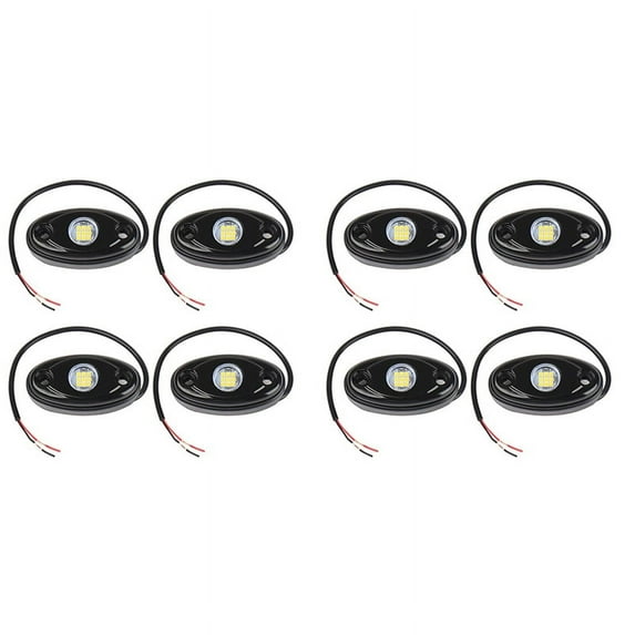 8Pcs 9LED Super Bright Rock Light Kit LED Waterproof LED Neon Underglow Light for Off Road Truck Boat White