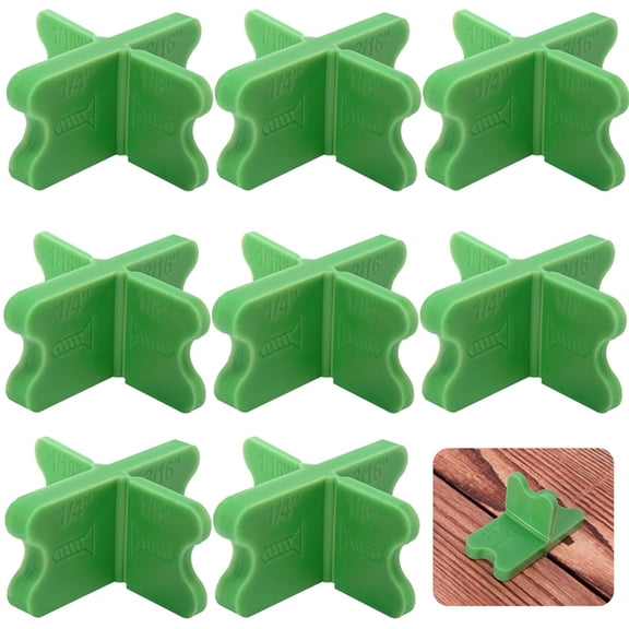 8Pcs ABS Deck Spacer Tool,4 Thicknesses Deck Board Spacers(1/16In, 1/8In, 3/16In, 1/4In),Green Deck Spacers Assorted,8 * ABS Deck Spacer Tool,Green