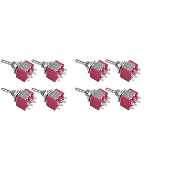 8Pcs AC 250V 2A 120V 5A 6 Pin Terminals ON/Off/ON DPDT Toggle Switches