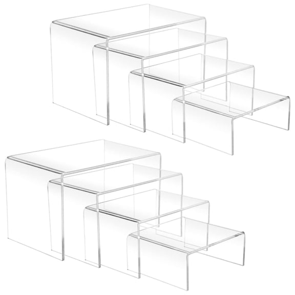 8Pcs Acrylic Display Risers(6",5",4" 3") Clear Product Stand,Cupcakes Holder Dessert Display Transparent Showcase Stands, Candy Bar Risers, Acrylic Lifts Display for Figures