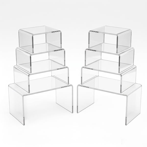 8Pcs Acrylic Display Risers(6",5",4" 3") Clear Product Stand,Cupcakes Holder Dessert Display Transparent Showcase Stands, Candy Bar Risers, Acrylic Lifts Display for Figures
