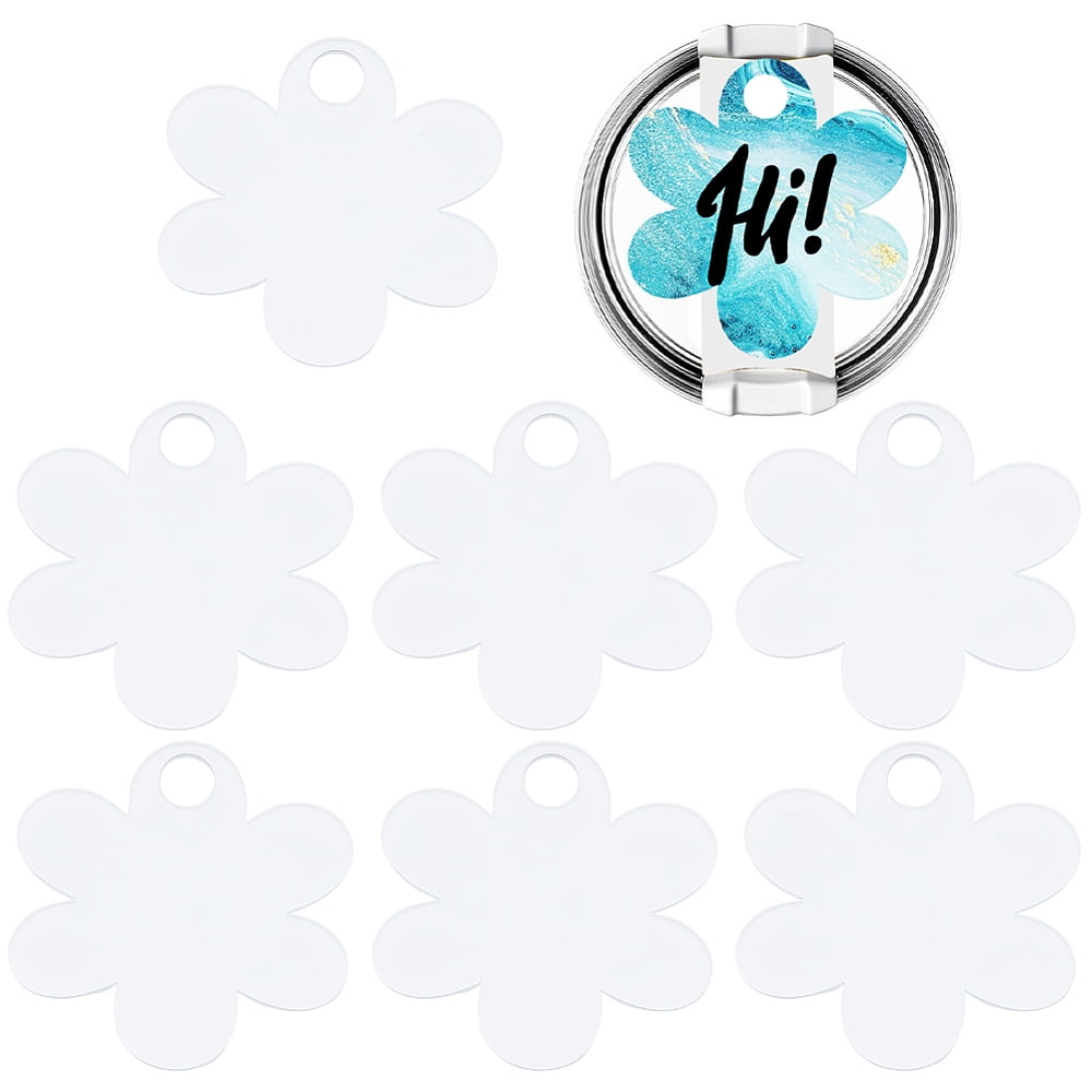 8Pcs Acrylic Heat Transfer Big Pendants Blank Tags Flower 73.5x73.5x3.5mm Hole: 11.5mm