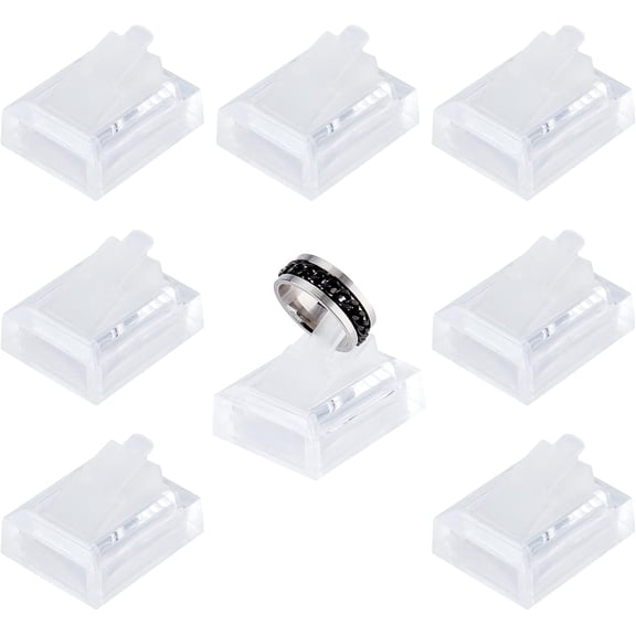 8Pcs Acrylic Ring Display Holder Clear Plastic Transparent Square Storage Stands Displays Showcase Organizer for Jewelry Towers Weddings Rings Men Women Trade shows Stores for DIY
