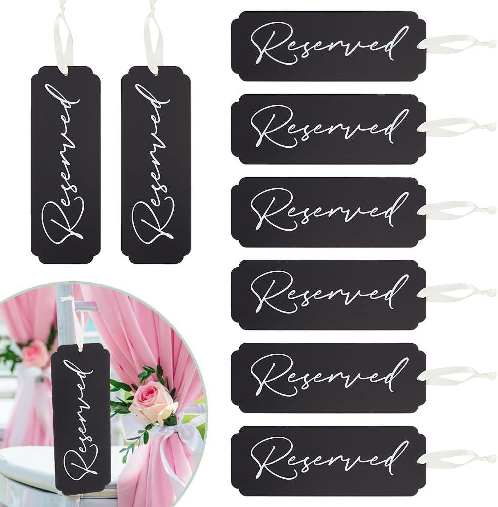 8Pcs Acrylic Tag Reserved Signs Black Hanging Reserved Signs with Satin ...