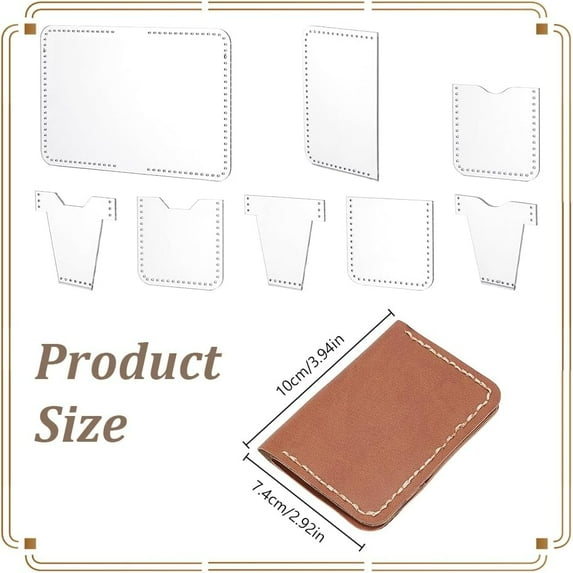 8Pcs Acrylic Wallet TemplateSet Leather Accessory Template for Crafting