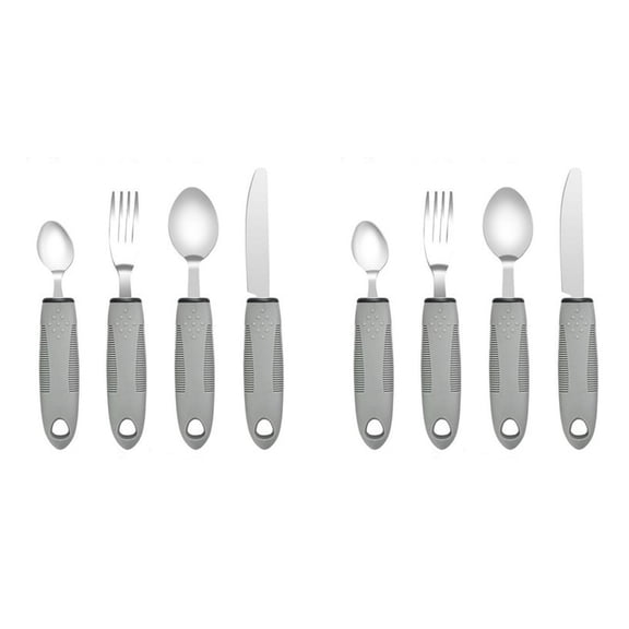 8Pcs Adaptive Utensils for Hand Tremors, Easy Grip Handle, Built Up Utensils for Adults, Elderly Tableware, Weighted Silverware for Hand Tremors, Parkinsons
