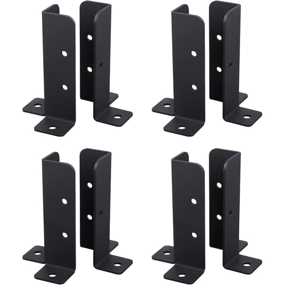 8Pcs Adjustable Deck Post Anchor Base Brackets Fit 1.5x1.5,2x2,2x4,4x4 Post,Heavy Duty Reversible Wood Fence Post Base Brackets kit for Pergola Railing Mailbox