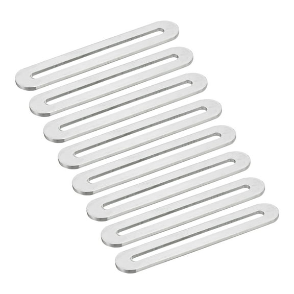 8Pcs Adjustable Flat Mending Plate Support with Slot, 4.33 x 0.75 Inch Stainless Steel Slotted Straight Brace Brackets for Wooden Furniture, Silver