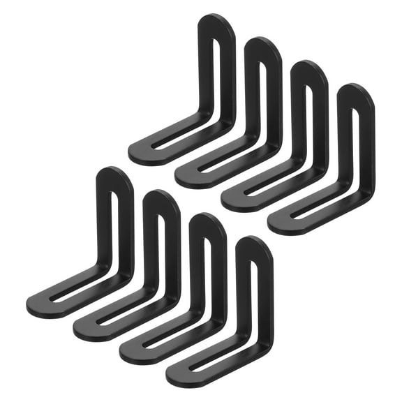 8Pcs Adjustable L-Shape Corner Brace with Slot, 2.28 x 2.28 Inch Stainless Steel Slotted Right Angle Corner Bracket for Wooden Furniture Cabinet, Black