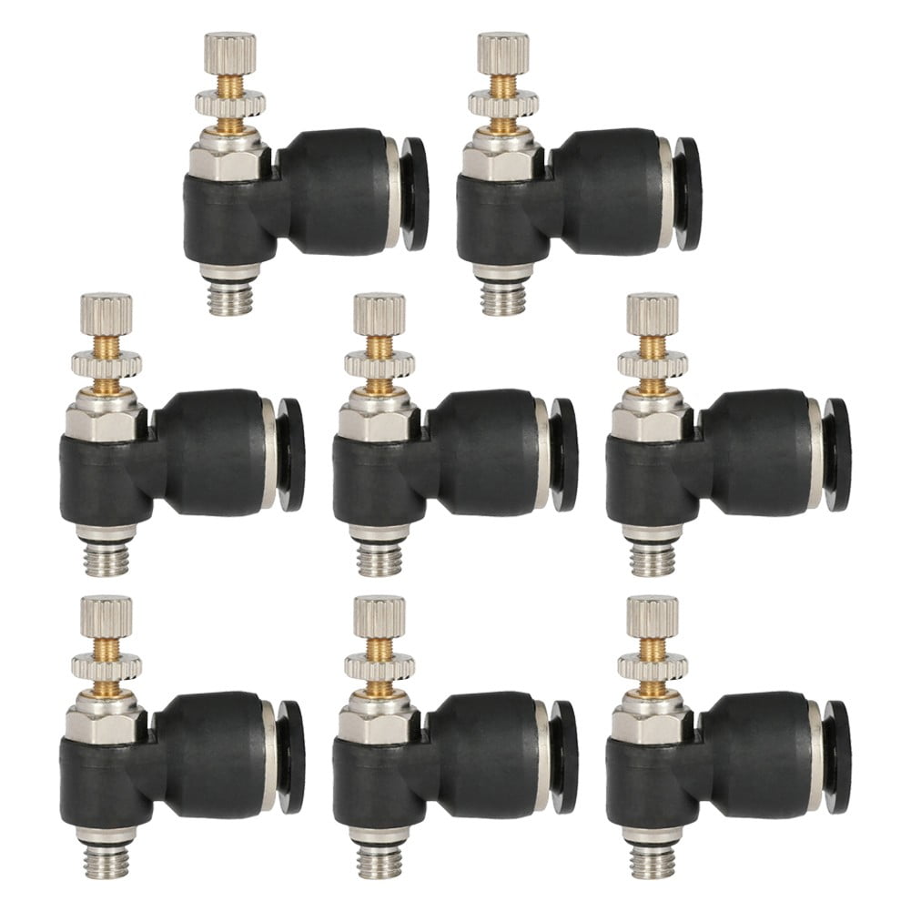 8Pcs Air Flow Speed Control Valve Connector Tube Hose Pneumatic Push In
