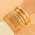 thumbnail image 1 of 8Pcs Alloy Bangle Set for Women Golden Diameter: 70mm, 1 of 1