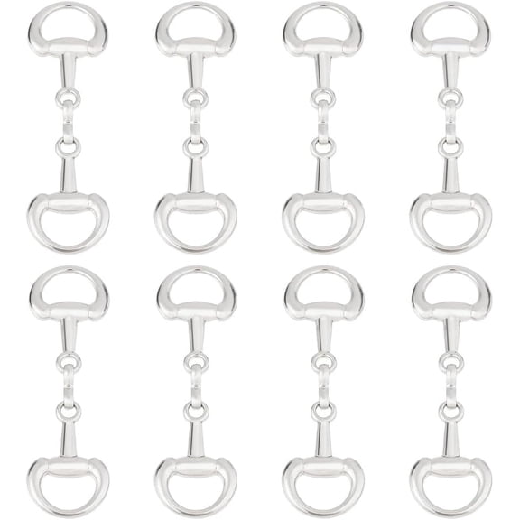 8Pcs Alloy D Ring Snaffle Bit Buckles for DIY Snaffle Bit Horse Jewelry Loafer Shoes Decoration Platinum 72x21x6mm for DIY