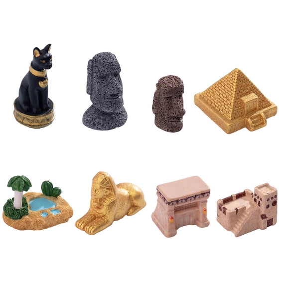 8Pcs Ancient Egypts Toy Miniature Egyptian Figurines Sculpture Egypts Pyramid Figures Ornament Egyptian Toy for Projects