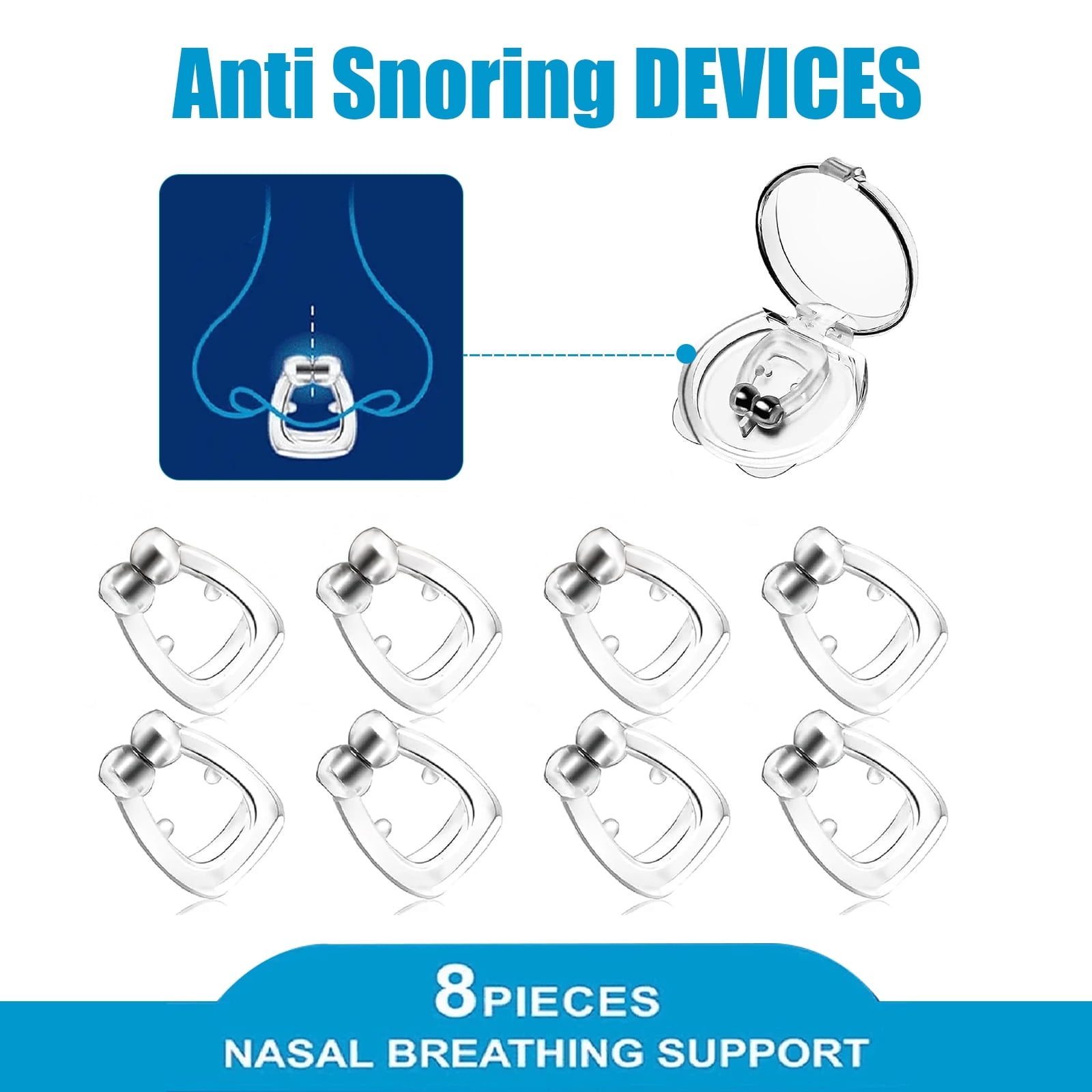 8Pcs Anti Snoring Devices,Silicone Magnetic Stop Snoring Solution,Snoring Devices for Men and Women,Anti Snoring Nose Clip