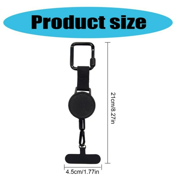 8Pcs Anti-Theft Phone Tether, Extendable Key Chain Lanyard Holder, Phone Strap with Retractable Steel Line, Universal Locking Carabiner Phone Crossbody Strap for Travel Essential(Black*2,8.2x1.7")