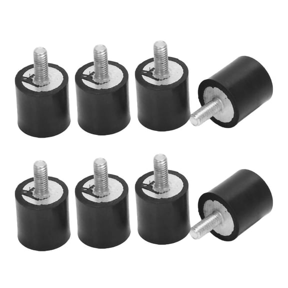 8Pcs Anti Vibration Rubber Buffer Insulator Attachment 15mmx15mm,8 pcs x rubber vibration isolator buffer,Black & silver tone