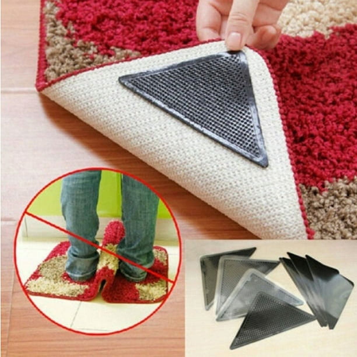 8Pcs Anti-slip Rug Pad Reusable Washable Silicone Carpet Pad Floor