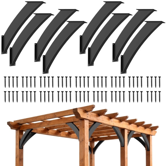 8Pcs Arc 45 Degree Angle Support Brackets 2x4 Inches Actual 1.5x3.2 Inches, Steel Pergola Bracket for Wood Post and Beam, Corner Brackets for Gazebos Decks Porches Pergola Reinforcement