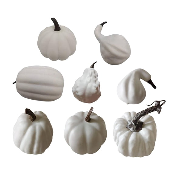 8Pcs Artificial Harvest Pumpkins Assorted Size Mini Fake Pumpkins Lightweight Festive Party Supplies Artificial Pumpkins Set for Farmhouse