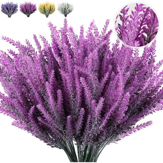 8Pcs Artificial Lavender Fake Flowers for Decoration Faux Flower Plants Plastic Greenery Outdoor Garden Outdoors Home Art Floral Arrangements Wedding DIY Bouquet Wreath (Fuchsia)