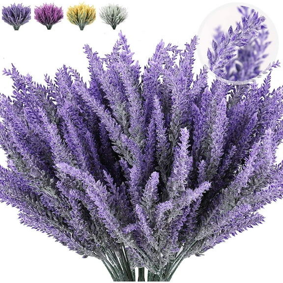 8Pcs Artificial Lavender Fake Flowers for Decoration Faux Flower Plants Plastic Greenery Outdoor Garden Outdoors Home Art Floral Arrangements Wedding DIY Bouquet Wreath (Purple)