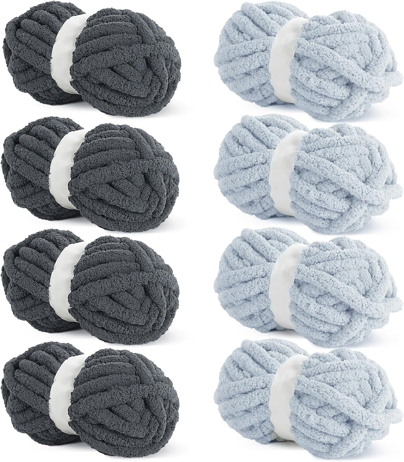 8Pcs Assorted Chunky Yarn for Crocheting,Super Bulky Large Soft Fluffy Yarn,Plush Fuzzy Yarn,Thick Chenille Yarn for Hand Knitting/Arm Knitting(27yds,8 oz Each Skein)