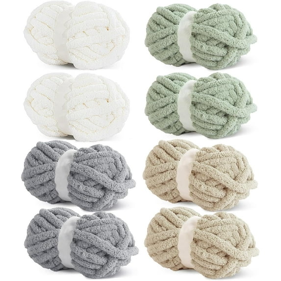 8Pcs Assorted Chunky Yarn for Crocheting,Super Bulky Large Soft Fluffy Yarn,Plush Fuzzy Yarn,Thick Chenille Yarn for Hand Knitting/Arm Knitting(27yds,8 oz Each Skein)