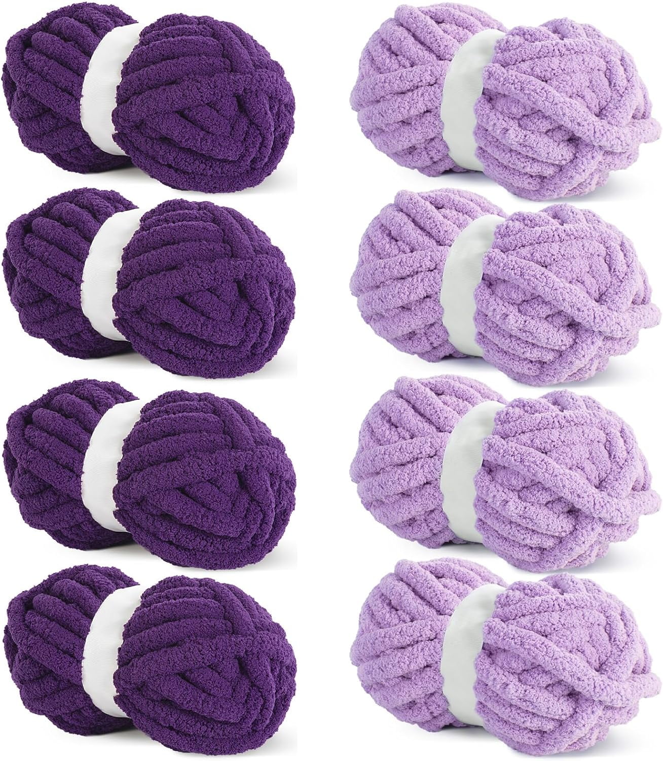 8Pcs Assorted Chunky Yarn for Crocheting,Super Bulky Large Soft Fluffy Yarn,Plush Fuzzy Yarn,Thick Chenille Yarn for Hand Knitting/Arm Knitting(27yds,8 oz Each Skein)