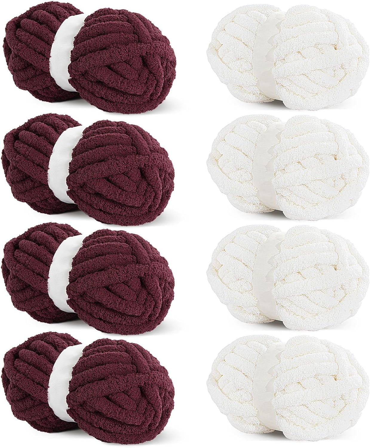 8Pcs Assorted Chunky Yarn for Crocheting,Super Bulky Large Soft Fluffy Yarn,Plush Fuzzy Yarn,Thick Chenille Yarn for Hand Knitting/Arm Knitting(27yds,8 oz Each Skein)