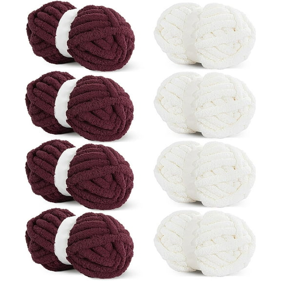 8Pcs Assorted Chunky Yarn for Crocheting,Super Bulky Large Soft Fluffy Yarn,Plush Fuzzy Yarn,Thick Chenille Yarn for Hand Knitting/Arm Knitting(27yds,8 oz Each Skein)