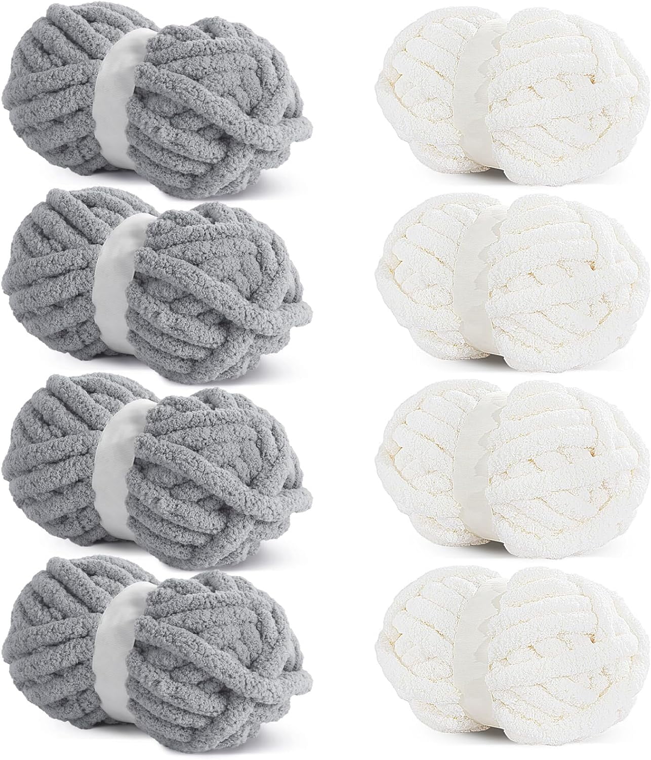 8Pcs Assorted Chunky Yarn for Crocheting,Super Bulky Large Soft Fluffy Yarn,Plush Fuzzy Yarn,Thick Chenille Yarn for Hand Knitting/Arm Knitting(27yds,8 oz Each Skein)