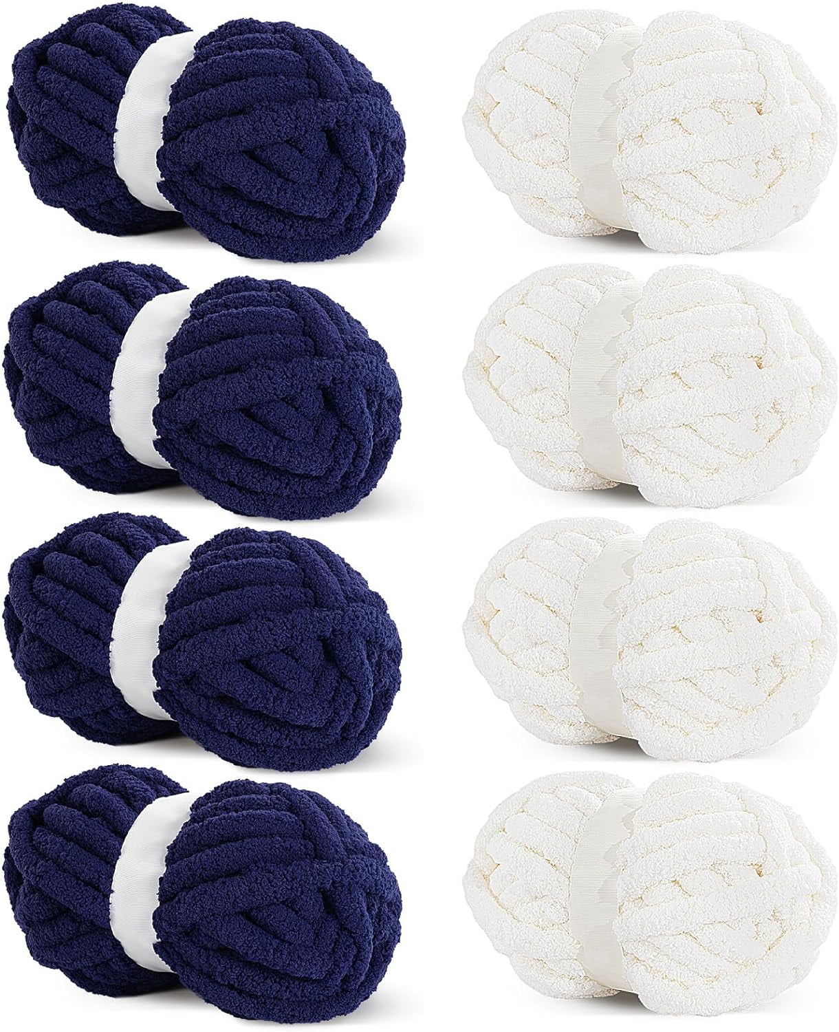 8Pcs Assorted Chunky Yarn for Crocheting,Super Bulky Large Soft Fluffy Yarn,Plush Fuzzy Yarn,Thick Chenille Yarn for Hand Knitting/Arm Knitting(27yds,8 oz Each Skein)