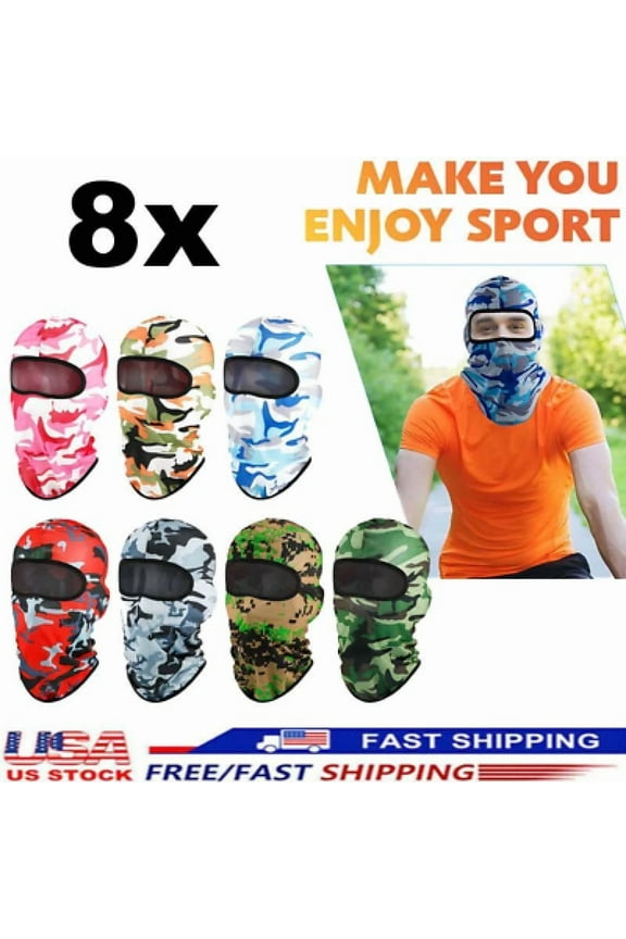 8Pcs Balaclava Face Mask Uv Protection Ski Sun Hood Tactical Masks For Men Women
