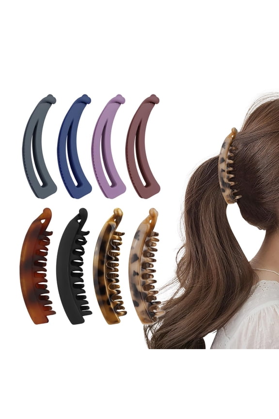 8Pcs Banana Hair Clips, Large Clincher Double Comb Hair Clips, Strong Ponytail Holder Clip for Thick Hair, Non-slip Banana Clips Hair Barrettes Accessories for Women Girls, Curly Straight