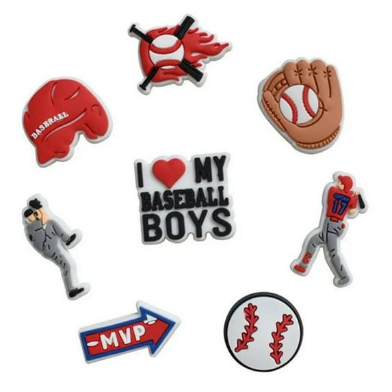 8Pcs Baseball Sport Shoe Charms for Boys Kids Girls Clog Sandal Decoration Pins Accessories