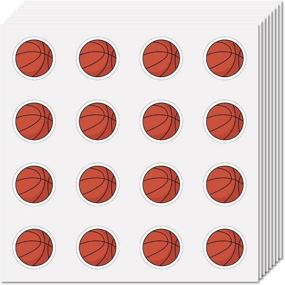 8Pcs Basketball Circle Decals Bulk Round Dot Stickers Self Adhesive Cartoon Labels Waterproof Plastic Dot Tags Removable Pattern Marking for Home Office Plan Remind Decor Supplies 0.98In colorful