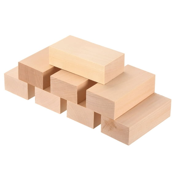 8Pcs Basswood Carving Block, 4"x2"x1.2" Square Wooden Dowels Blocks for DIY, Arts Decoration