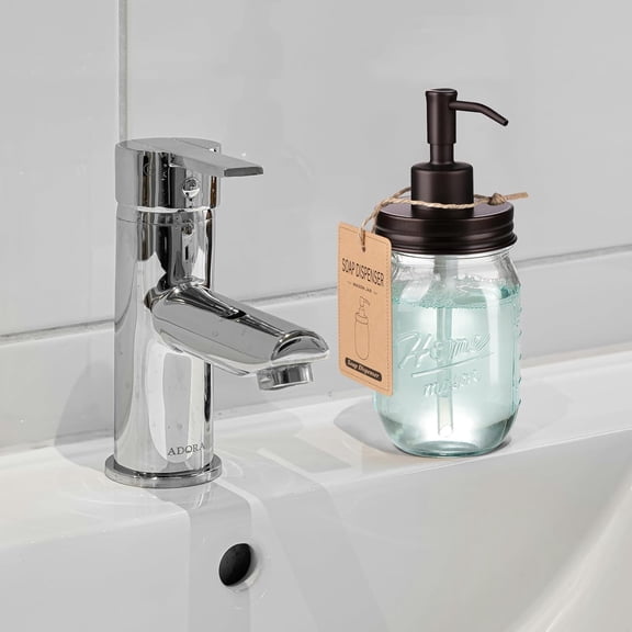 8Pcs Bathroom Accessories Set, Qtip Holder, Soap Dispenser Toothbrush Holder Set & 2 Pack Glass Soap Dispenser, Bathroom Organizers, Rustic Farmhouse Decor