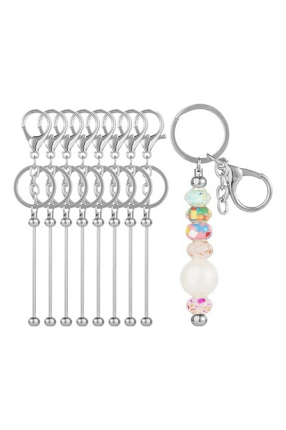 8Pcs Beadable Keychain Bars Beadable Blanks DIY Bead Bar Keychain Kit DIY Keychain Accessories for Women Men DIY C