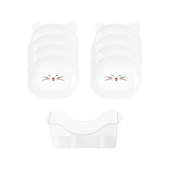 8Pcs Bear Shaped Spit Bone Plate, 5.7x6'' Bone Plate, Plastic Bone Plate, Fruit Plate, Bone Dish with Base, Storage Box - White