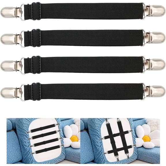 8Pcs Bed Sheet Straps, 8Pcs Polyester Adjustable Elastic Fitted Sheet Straps Fasteners Non Slip Mattress Clips White